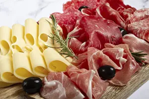 Meat And Cheese Assortment Prints: Assorted meat, appetizer, prosciutto