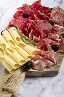 Breakfast Snack Platter Prints: Assorted meat, appetizer, prosciutto