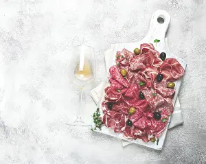 Breakfast Meat Selection Prints: Assorted, meat appetizer, prosciutto