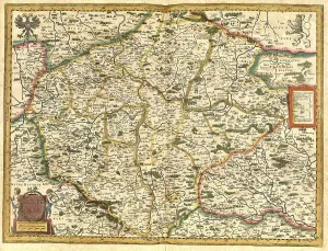 Black And White Cartography Prints: Atlas, map from 1623, Bohemia, Bohemia