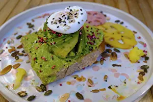 Avocado Fruit Nutrition Prints: Avocado bread with egg, Breakfast
