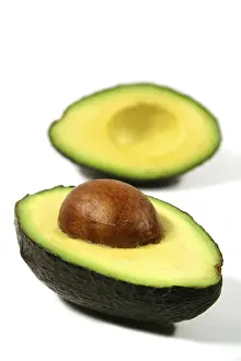 Succulent Plant Prints: Avocado cut in half with seed in one half