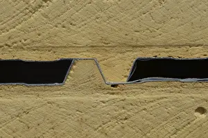 Deserted Building Site Prints: Background of plastic foam cladding on a building site