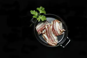 Pork Meat Nutrition Prints: Bacon strips in pans