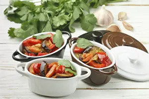 Vegetable Nutrition Prints: Baked vegetables in portion pots