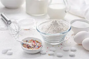 Full Frame Food Photography Prints: Baking background with flour, eggs