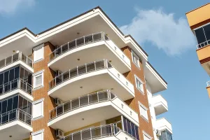 Turkish Architecture Style Prints: Balconies and blue sky with clouds