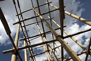 Deserted Building Site Prints: Bamboo scaffolding