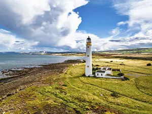 Scottish Lighthouse From Above Prints: Barns Ness Lighthouse from a drone