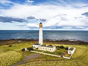 East Lothian UK Landscape Prints: Barns Ness Lighthouse from a drone