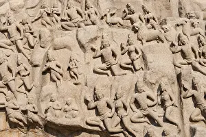 Indian Stone Carvings Prints: Bas-relief Descent of the Ganges