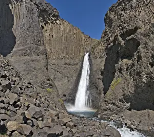 Basalt Columns Prints: Basalt columns lining Litlanesfoss Waterfall