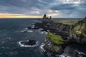 Steep Cliff Line Photo Prints: Basalt rock Londrangar, cliff, Hellnar