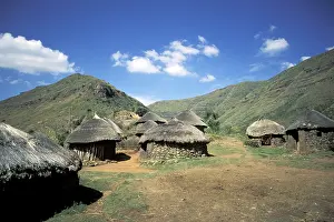 Lesotho Prints: Basotho Huts Print, Lesotho