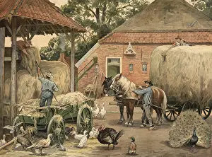 European Rural Scenery Prints: The last batch of hay is brought home