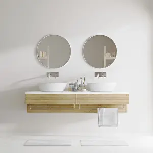 Bathroom Interior Design Prints: Bathroom interior with round mirror