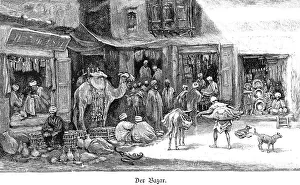 Historical Print of Cairo Bazaar