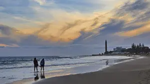 Cloudy Sky Over The Sea Prints: Beach, two beachgoers from behind