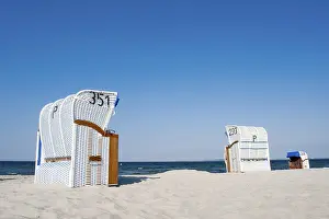 Deserted Beach Chairs Prints: Beach chairs