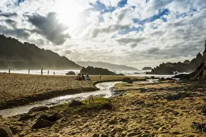 Playa De Laga Beach Prints: Beach and cliffs, Playa de Laga