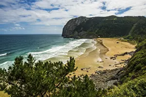 Basque Country Coast Prints: Beach and cliffs, Playa de Laga