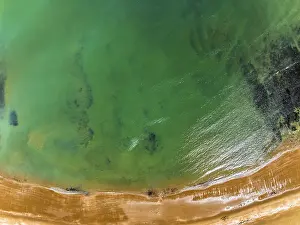 British Countryside Drone Images Prints: Top Down over beach from a drone
