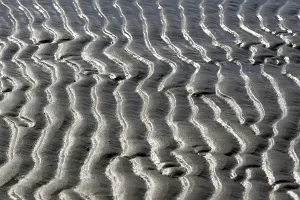 Norderney Coastline Prints: Beach at low tide with wave-like pattern