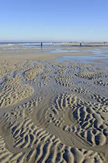 Norderney Coastline Prints: Beach at low tide with wave-like pattern