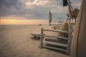 European Vacation Destination Prints: Beach Sofa on the beach at sunset