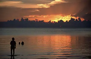 Colorful Sandy Beach Prints: Beach sunset clouds