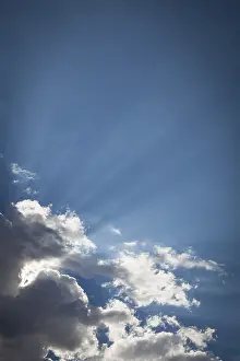 Cloudy Skies Background Prints: Beautiful dramatic storm clouds with silver lining and light rays with room for your own text or graphics
