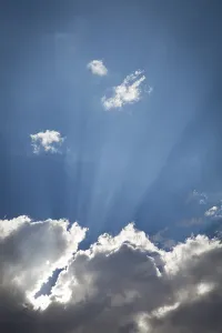 Beautiful Clouds Prints: Beautiful dramatic storm clouds with silver lining and light rays with room for your own text or graphics