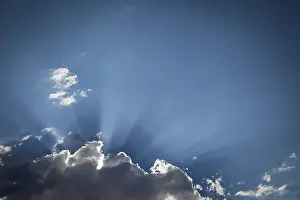 Dramatic Storm Clouds Prints: Beautiful dramatic storm clouds with silver lining and light rays with room for your own text or graphics