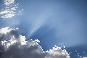 Beautiful Cloudy Skies Prints: Beautiful dramatic storm clouds with silver lining and light rays with room for your own text or graphics