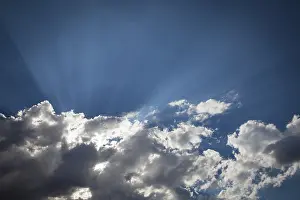 Overcast Weather Images Prints: Beautiful dramatic storm clouds with silver lining and light rays with room for your own text or graphics