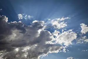 Cloudy Dramatic Sky Prints: Beautiful dramatic storm clouds with silver lining and light rays with room for your own text or graphics