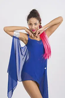 Food Photography Model Prints: Beautiful mulatto dancer performs a dance elements