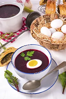Polish Food Photography Prints: Beet green soup with egg