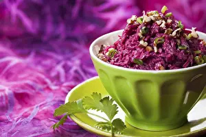 Beetroot Nutrition Facts Prints: Beet salad with nut and dressing
