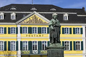 Prints of Beethoven monument on Cathedral Square, main post office in the Furstenberg Palace behind, Bonn, North Rhine-Westphalia, Germany Beethoven monument on Cathedral Square Bonn Prints: Beethoven Monument Print, Bonn, Germany