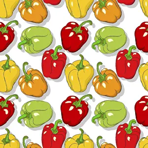 Vegetable Nutrition Symbol Prints: Bell peppers repeating pattern