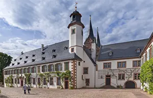 Sacred Buildings Germany Prints: Former Benedict monastery, at back the Einhard Basilica