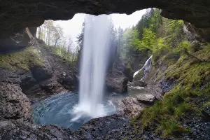 Waterfall In Canton Glarus Prints: Berglistuber waterfall in spring