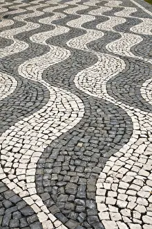 Urban Street Scene Prints: Bi-color pattern on the sidewalk