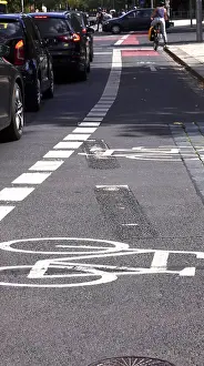 Cycling In Central Europe Prints: Bicycle, path, marking, Germany