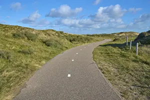 Dutch Sand Dune Landscape Prints: Bicycle path, sand dune, clouds