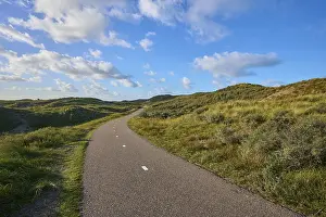 Cloudy Sky Netherlands Prints: Bicycle path, sand dune, clouds
