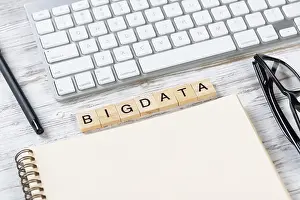 Concept Image Prints: Big data analytics concept with letters on cubes