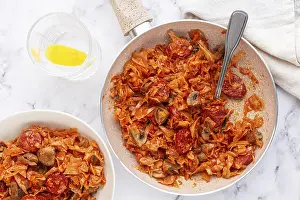 Polish National Dish Prints: Bigos, Polish dish bigos, on the table