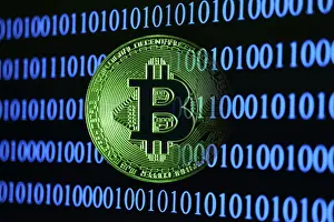 Bitcoin Blockchain Concept Prints: Bitcoin with binary code